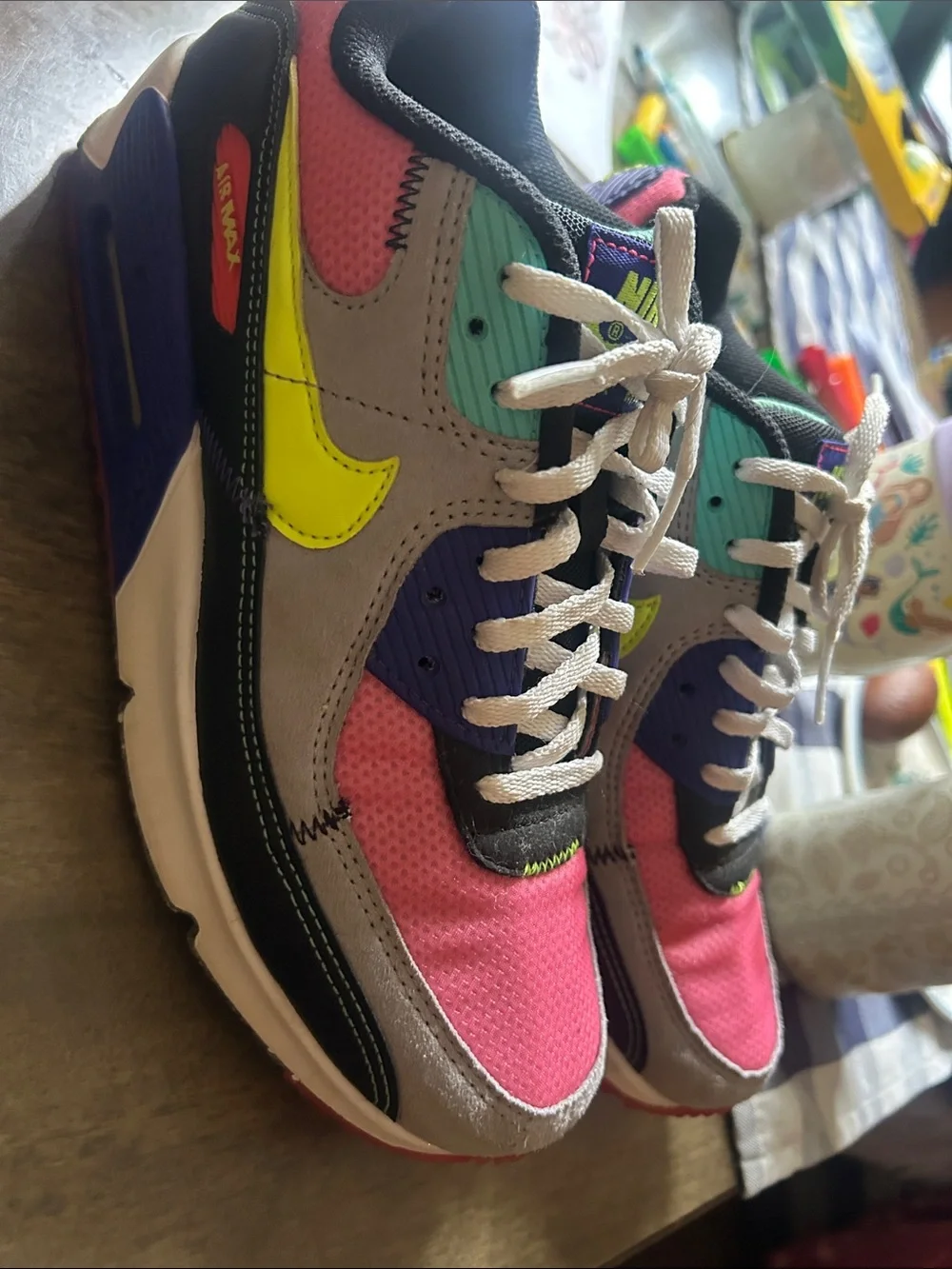 Nike Kids Pink, Neon Yellow & Teal Multi-Color Sneakers